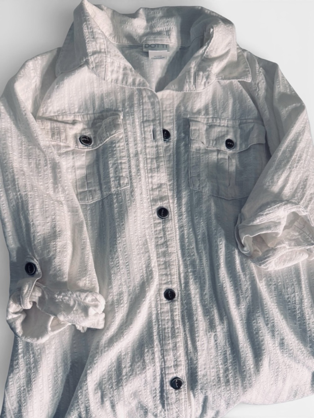 DOTTI White 100% Cotton Shirt or Beach Cover-Up | Size Small